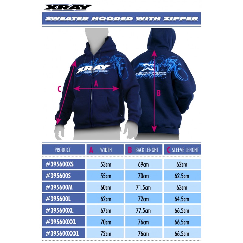 395600S Xray Sweater Hooded With Zipper - Blue (S)