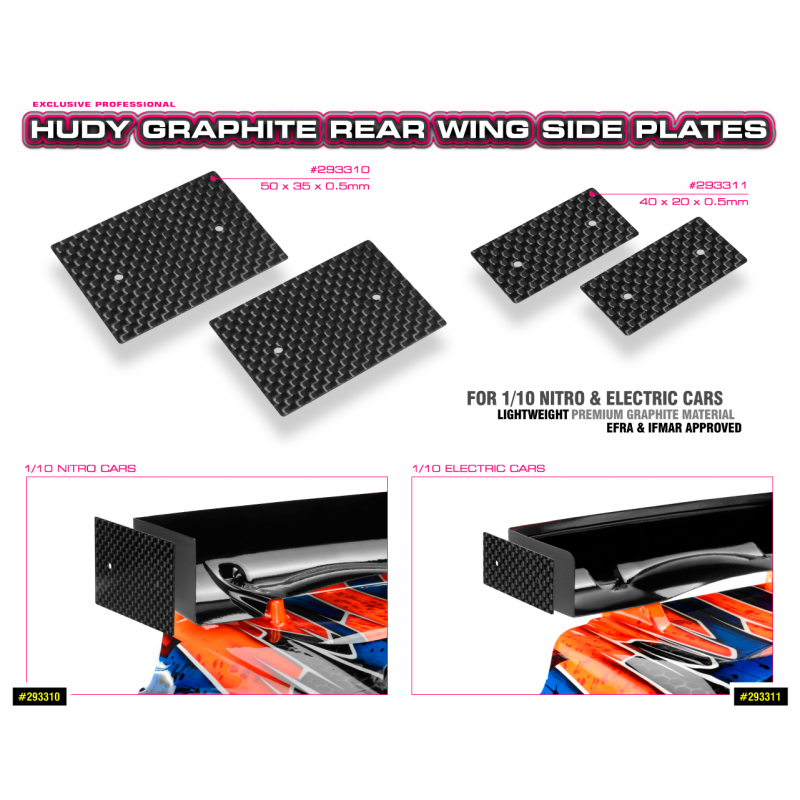 293310 Graphite Rear Wing Side Plate 0.5mm - 1/10 Nitro (2)
