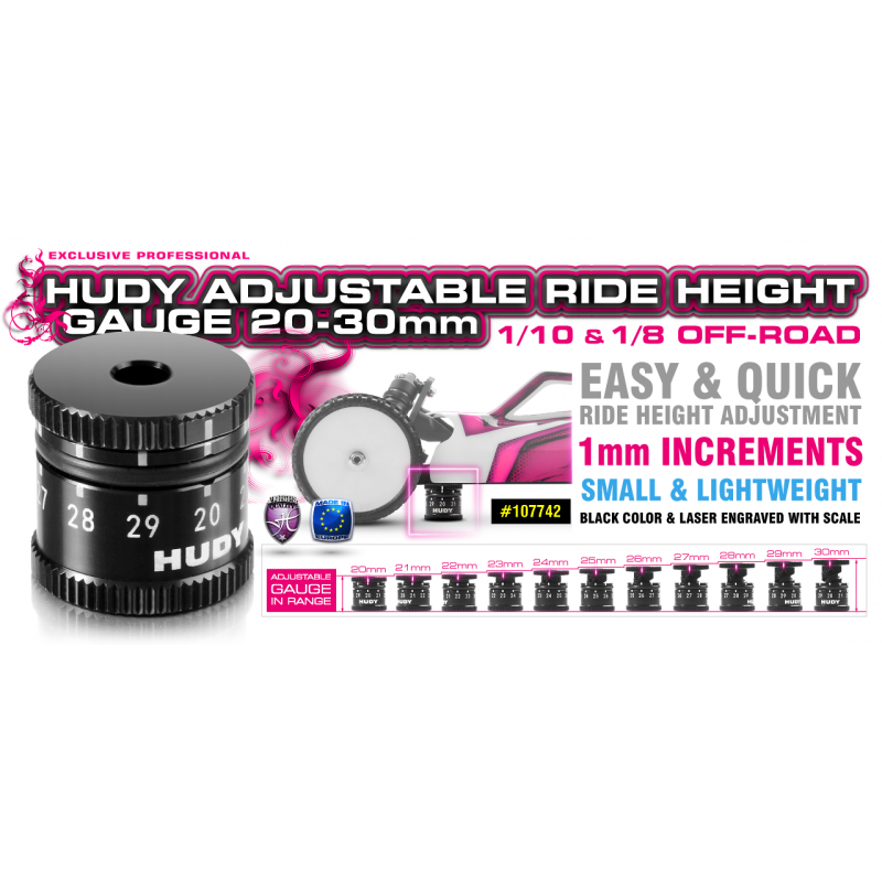 107742 Hudy Adjustable Ride Height Gauge 20-30mm